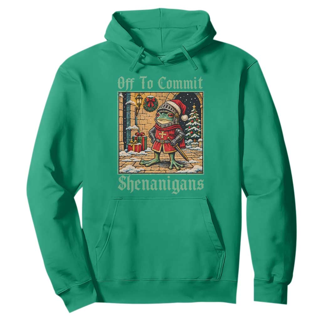 Off To Commit Shenanigans Funny Christmas Frog Knight Hoodie TS11