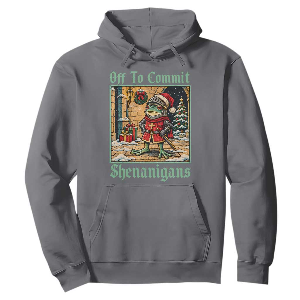 Off To Commit Shenanigans Funny Christmas Frog Knight Hoodie TS11