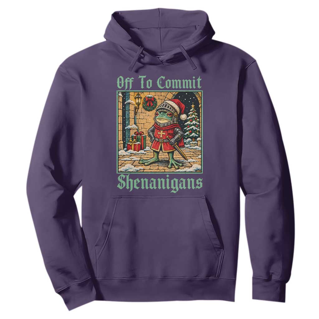 Off To Commit Shenanigans Funny Christmas Frog Knight Hoodie TS11