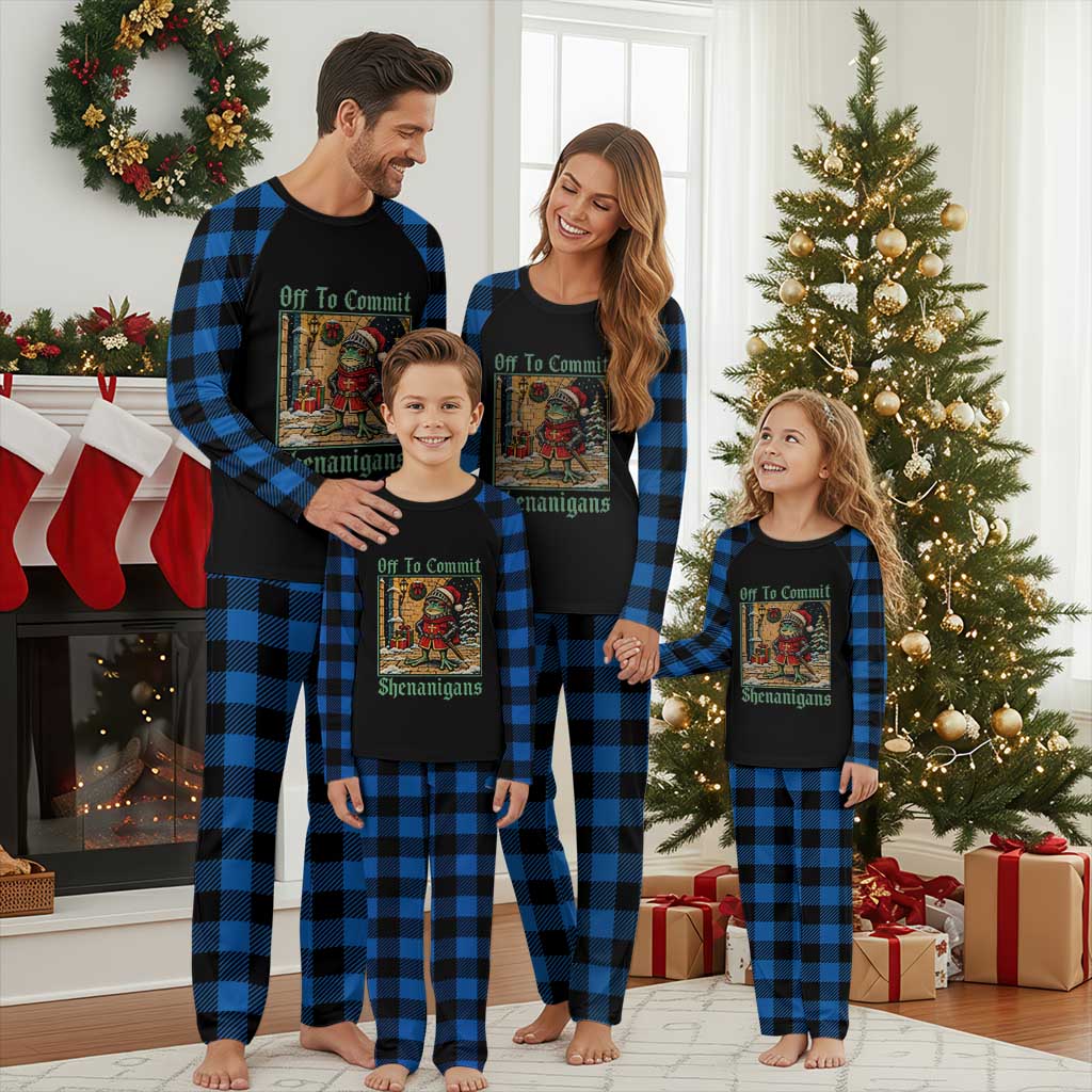 Off To Commit Shenanigans Funny Christmas Frog Knight Plaid Pajama Set TS11