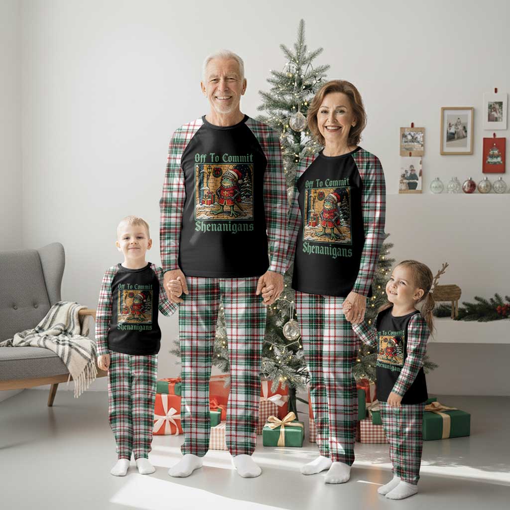 Off To Commit Shenanigans Funny Christmas Frog Knight Plaid Pajama Set TS11