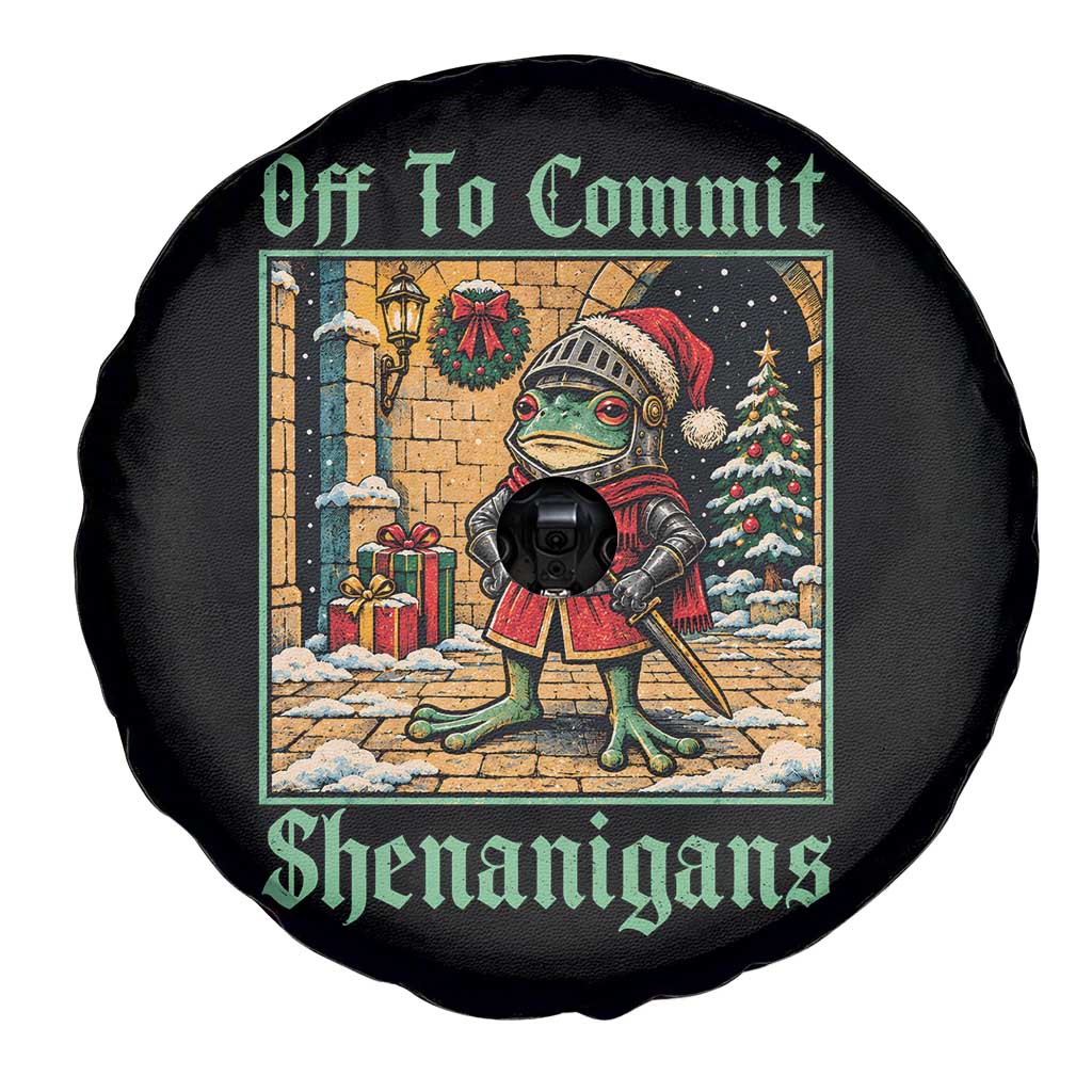 Off To Commit Shenanigans Funny Christmas Frog Knight Spare Tire Cover TS11