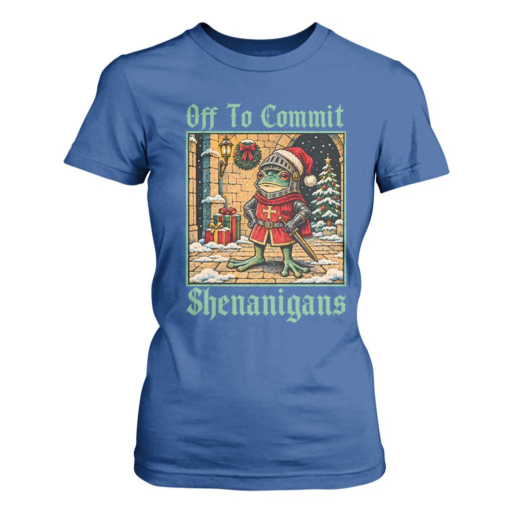 Off To Commit Shenanigans Funny Christmas Frog Knight T Shirt For Women TS11