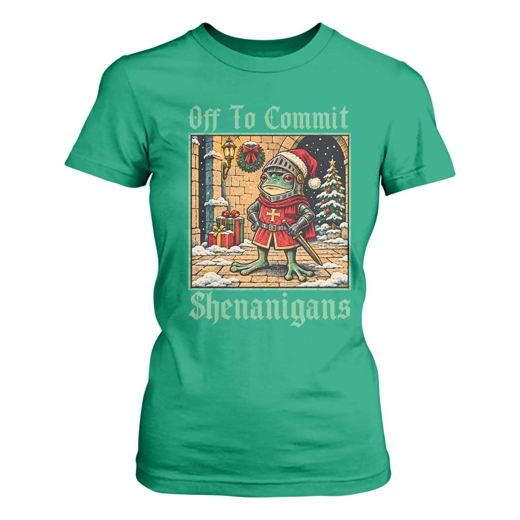 Off To Commit Shenanigans Funny Christmas Frog Knight T Shirt For Women TS11