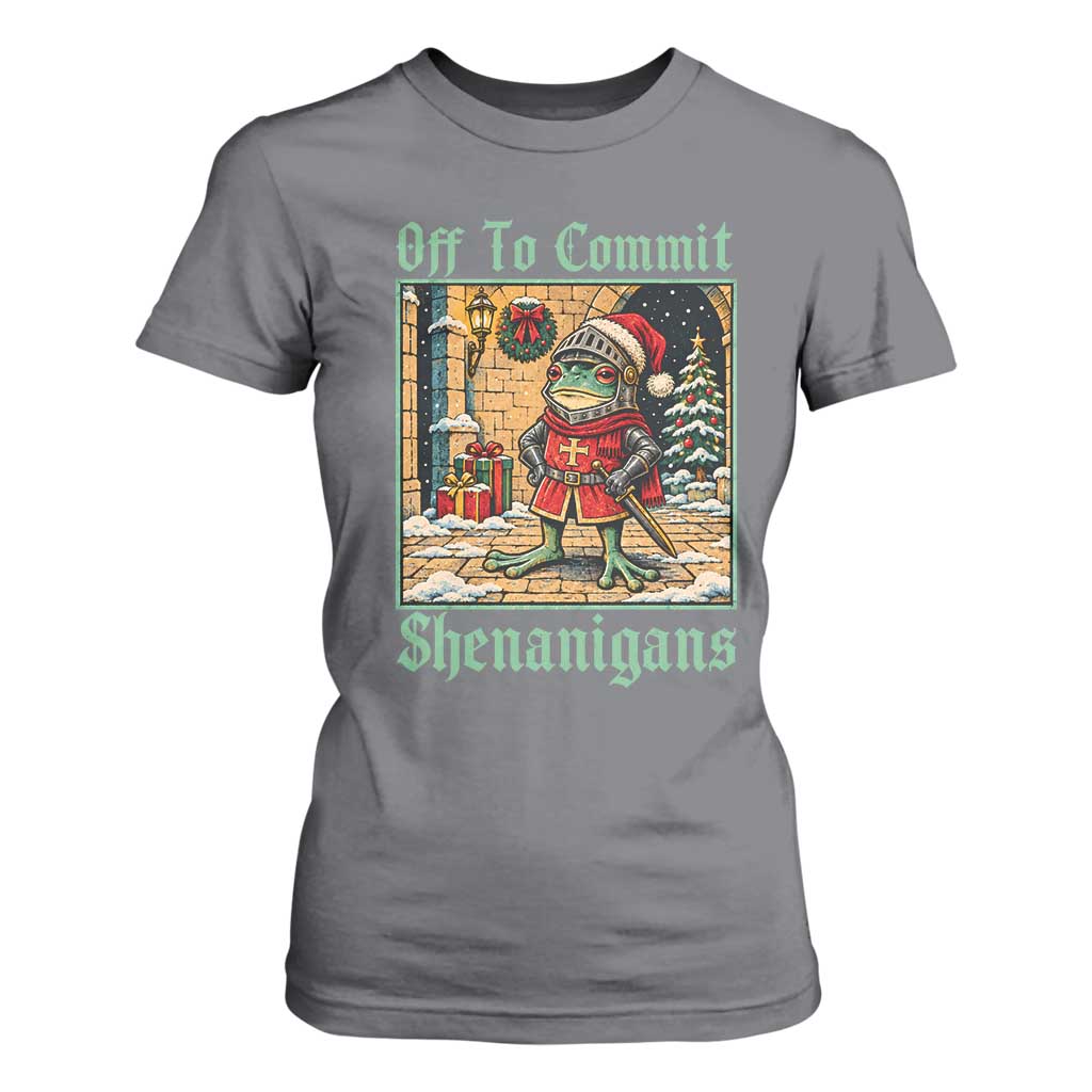 Off To Commit Shenanigans Funny Christmas Frog Knight T Shirt For Women TS11