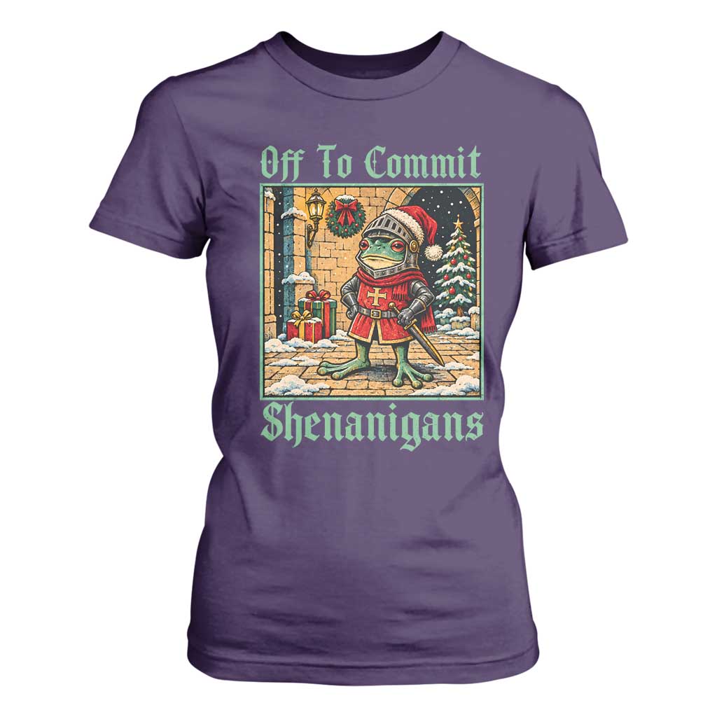Off To Commit Shenanigans Funny Christmas Frog Knight T Shirt For Women TS11