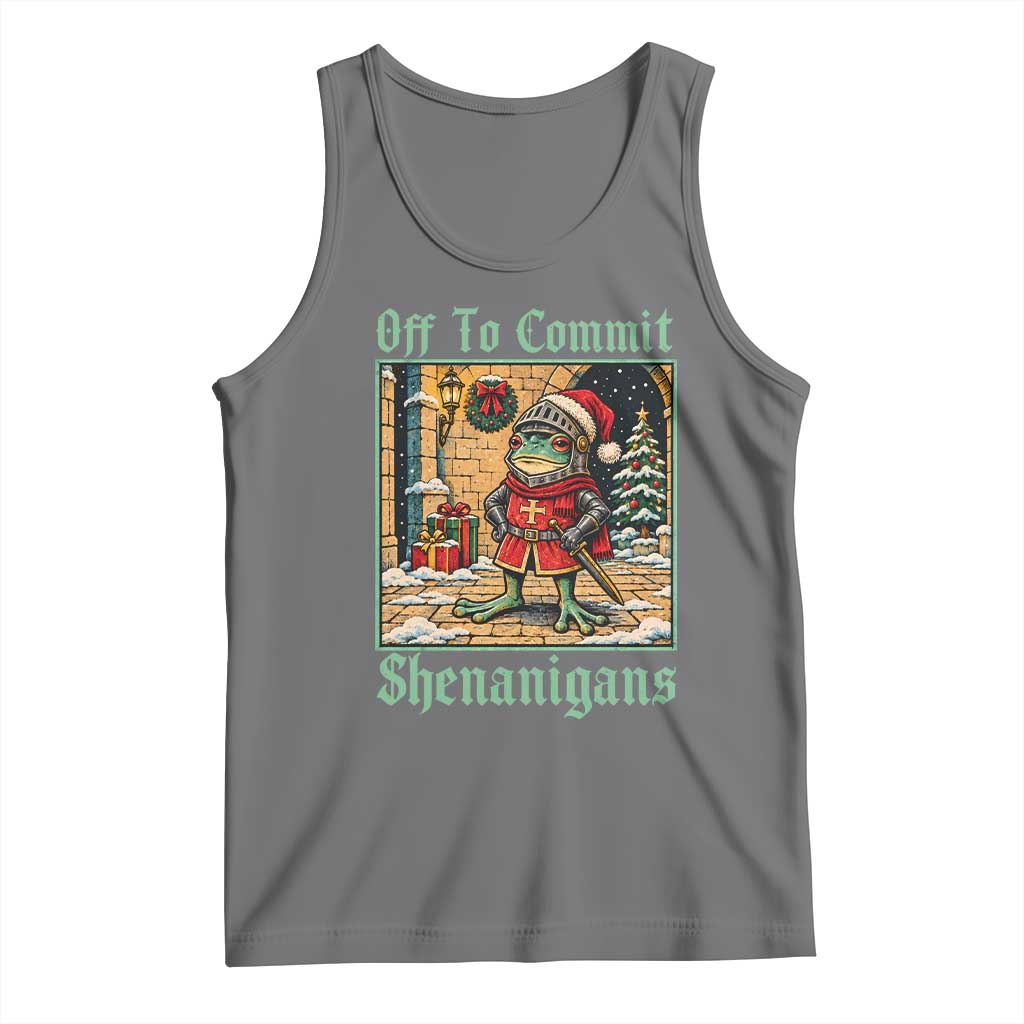 Off To Commit Shenanigans Funny Christmas Frog Knight Tank Top TS11