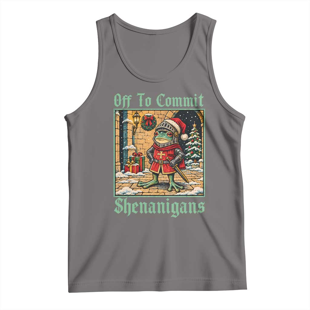 Off To Commit Shenanigans Funny Christmas Frog Knight Tank Top TS11