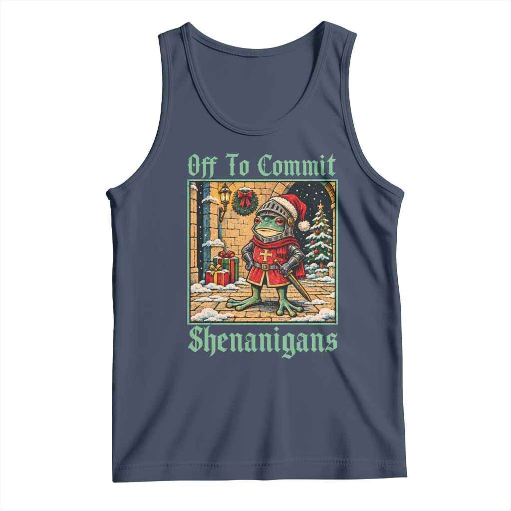 Off To Commit Shenanigans Funny Christmas Frog Knight Tank Top TS11