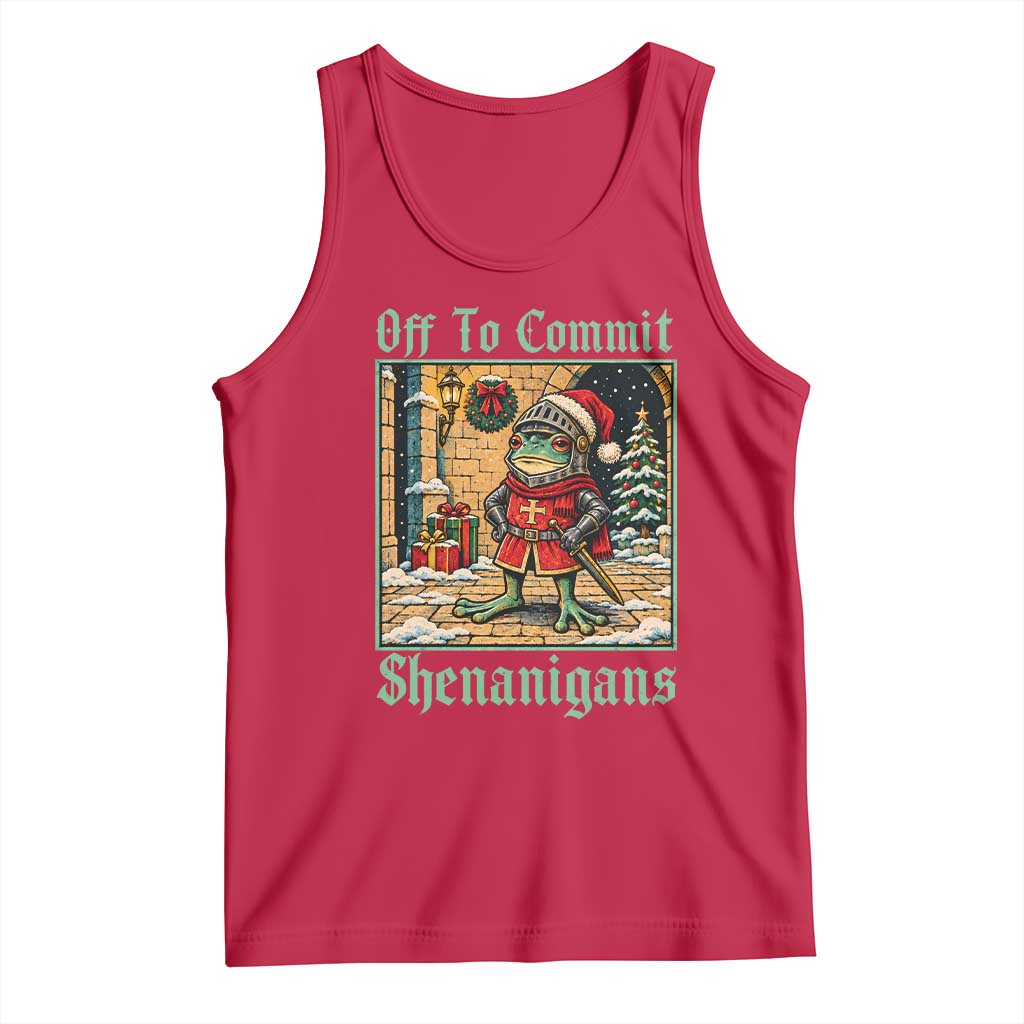 Off To Commit Shenanigans Funny Christmas Frog Knight Tank Top TS11