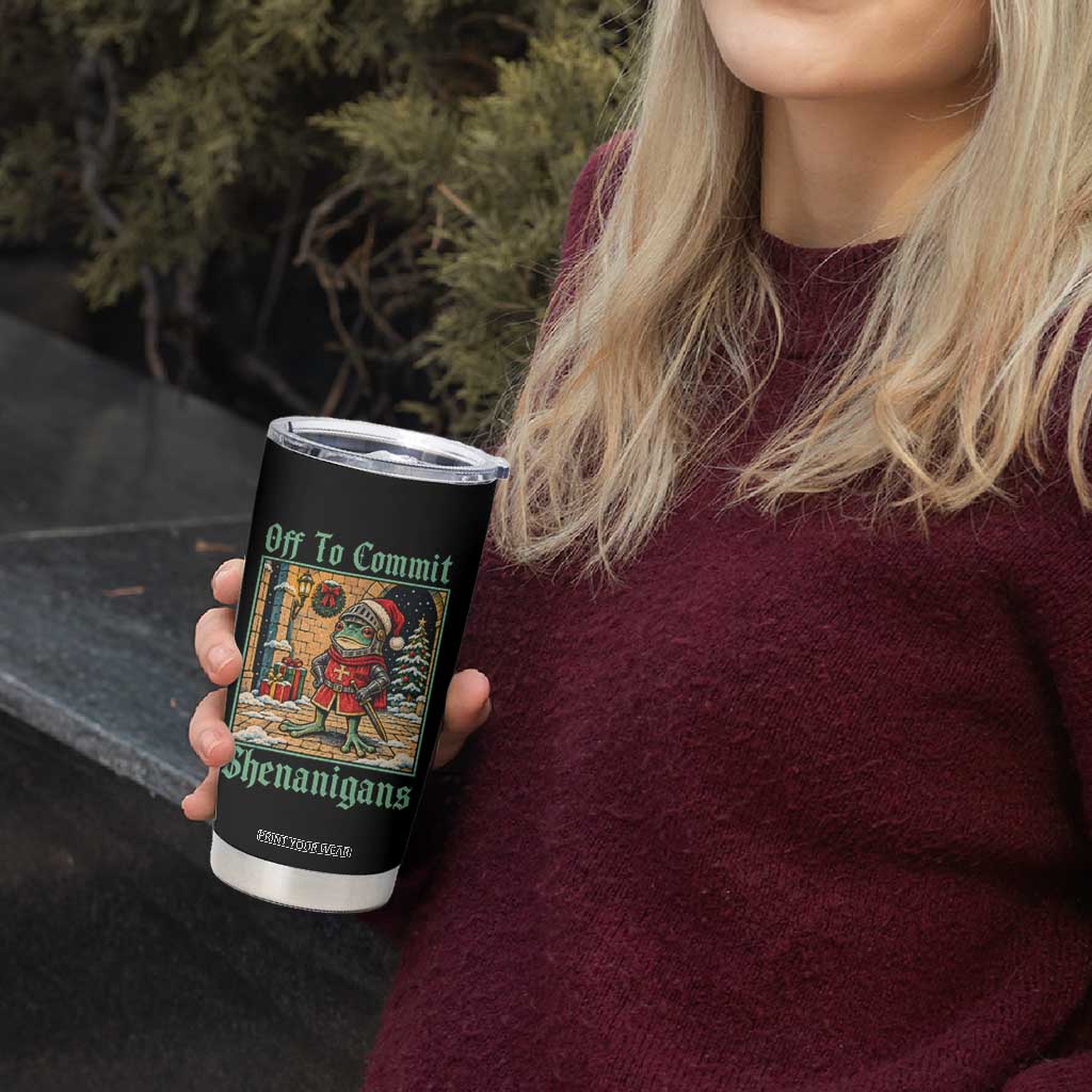 Off To Commit Shenanigans Funny Christmas Frog Knight Tumbler Cup TS11