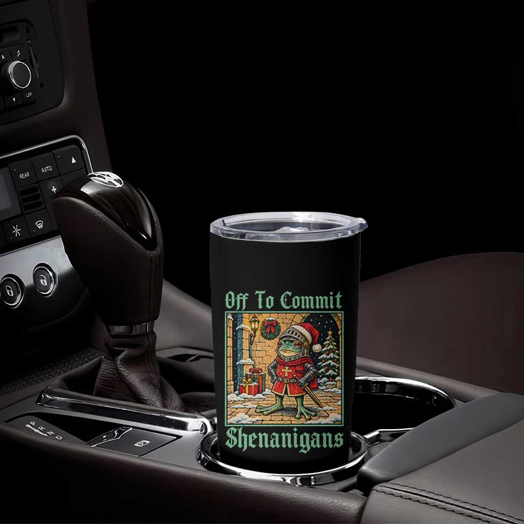 Off To Commit Shenanigans Funny Christmas Frog Knight Tumbler Cup TS11