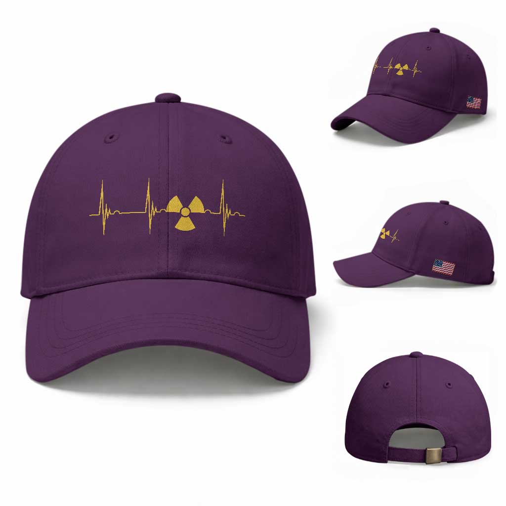 Radiology Tech Heartbeat ECG Pulse Trefoil Radiation Symbol Baseball Cap TS11