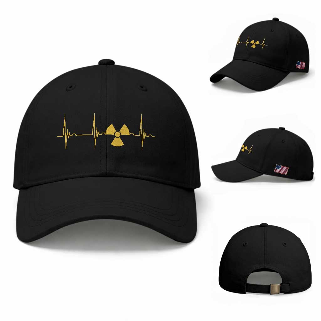 Radiology Tech Heartbeat ECG Pulse Trefoil Radiation Symbol Baseball Cap TS11