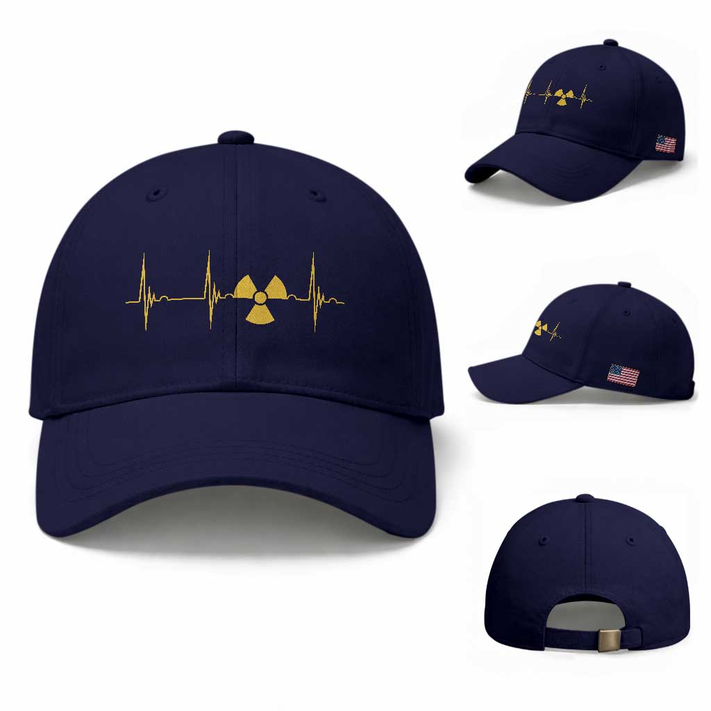 Radiology Tech Heartbeat ECG Pulse Trefoil Radiation Symbol Baseball Cap TS11