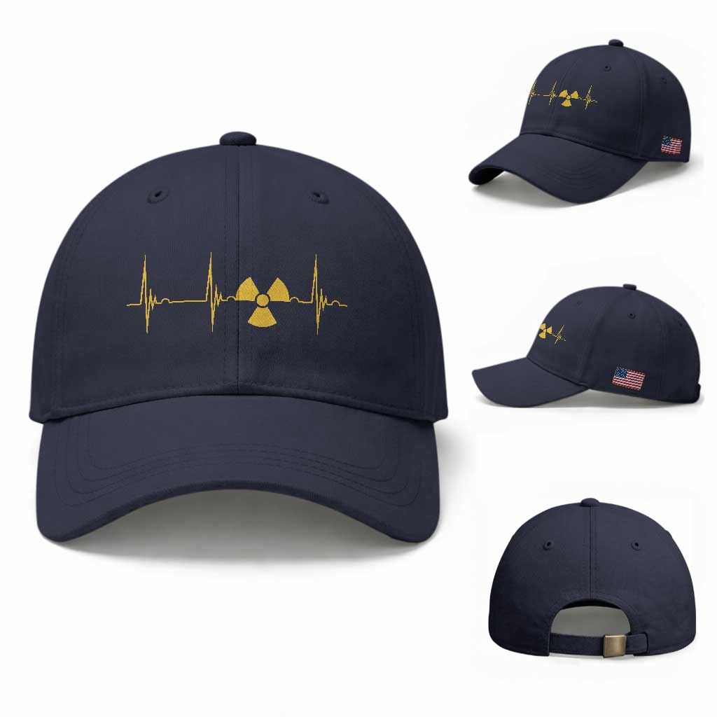 Radiology Tech Heartbeat ECG Pulse Trefoil Radiation Symbol Baseball Cap TS11