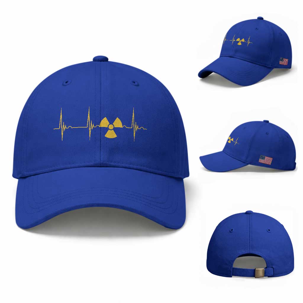 Radiology Tech Heartbeat ECG Pulse Trefoil Radiation Symbol Baseball Cap TS11