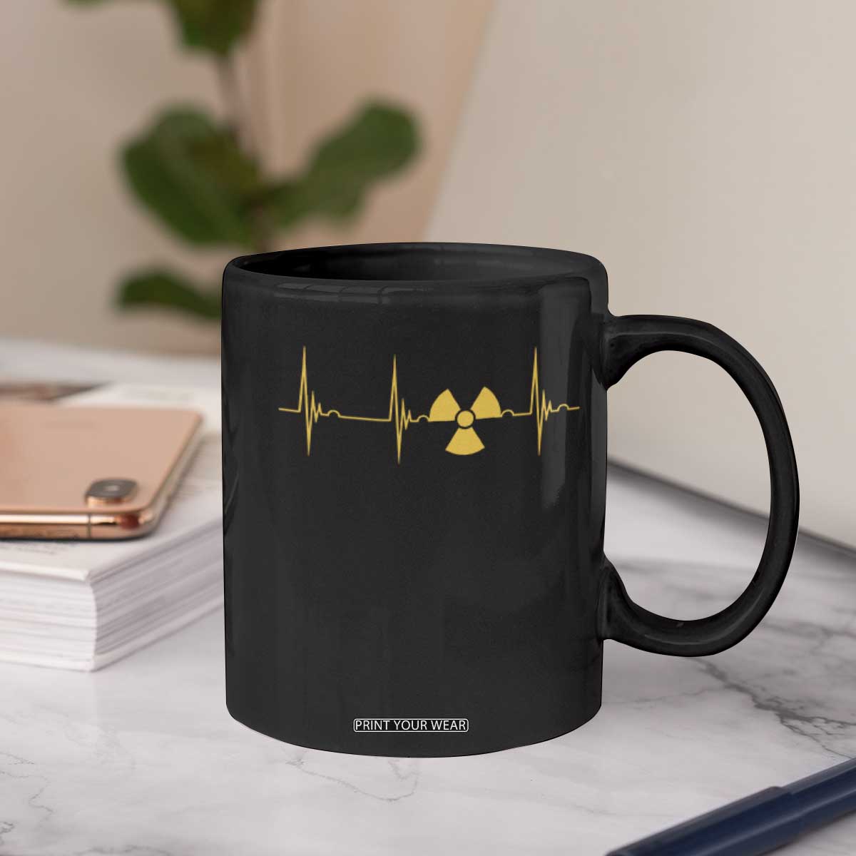 Radiology Tech Heartbeat ECG Pulse Trefoil Radiation Symbol Coffee Mug TS11