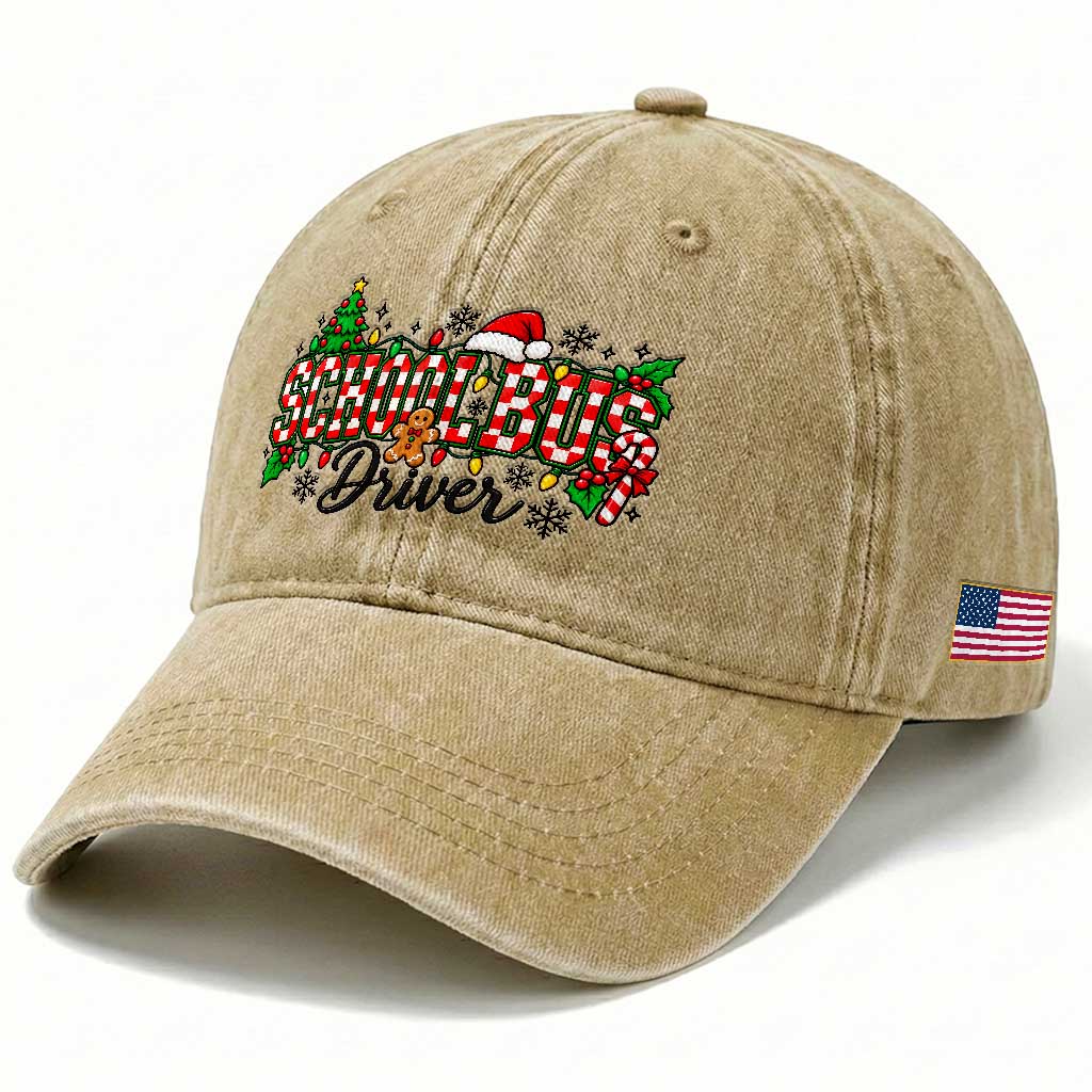 School Bus Driver Christmas Washed Cotton Baseball Cap Transportation Appreciation Gift TS12