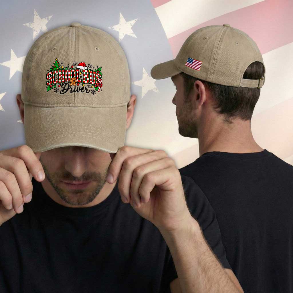 School Bus Driver Christmas Washed Cotton Baseball Cap Transportation Appreciation Gift TS12