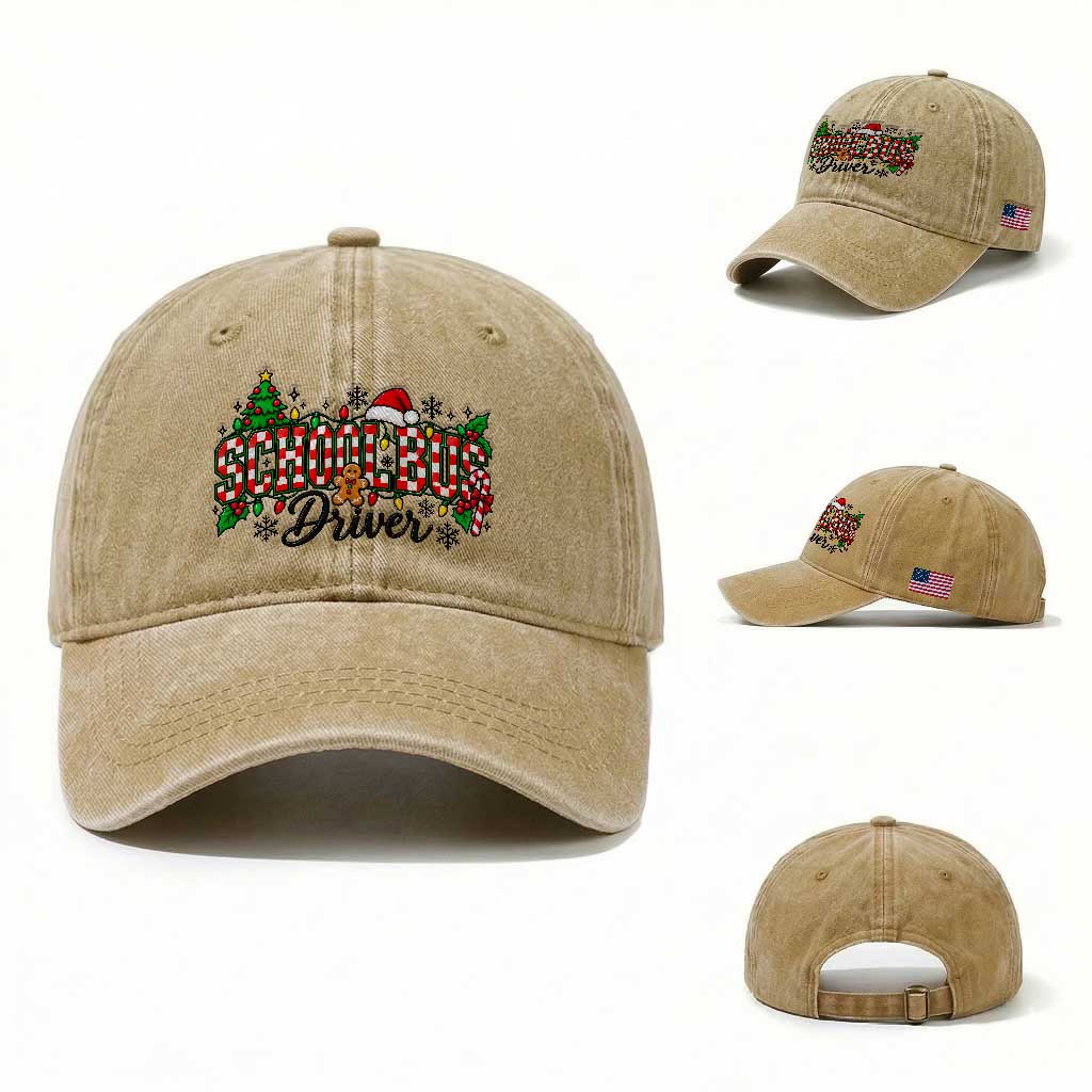 School Bus Driver Christmas Washed Cotton Baseball Cap Transportation Appreciation Gift TS12