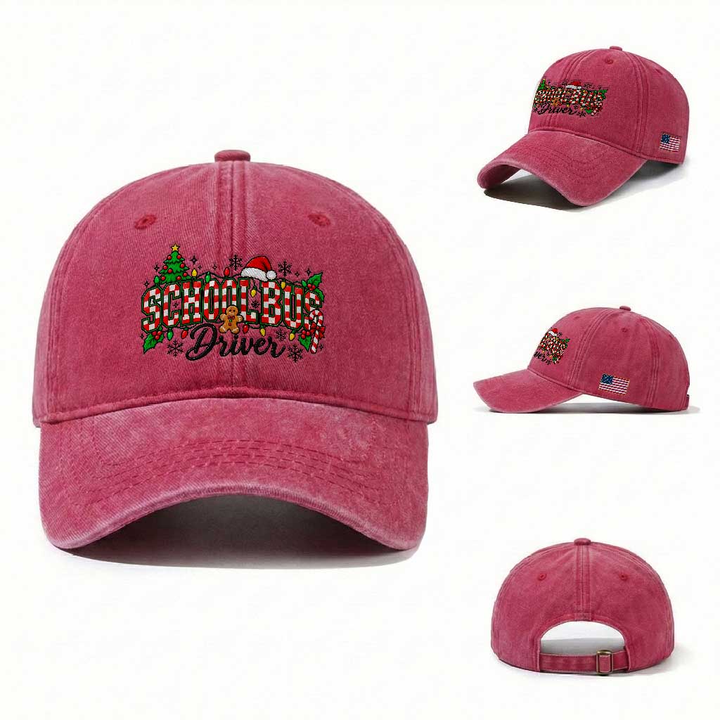School Bus Driver Christmas Washed Cotton Baseball Cap Transportation Appreciation Gift TS12
