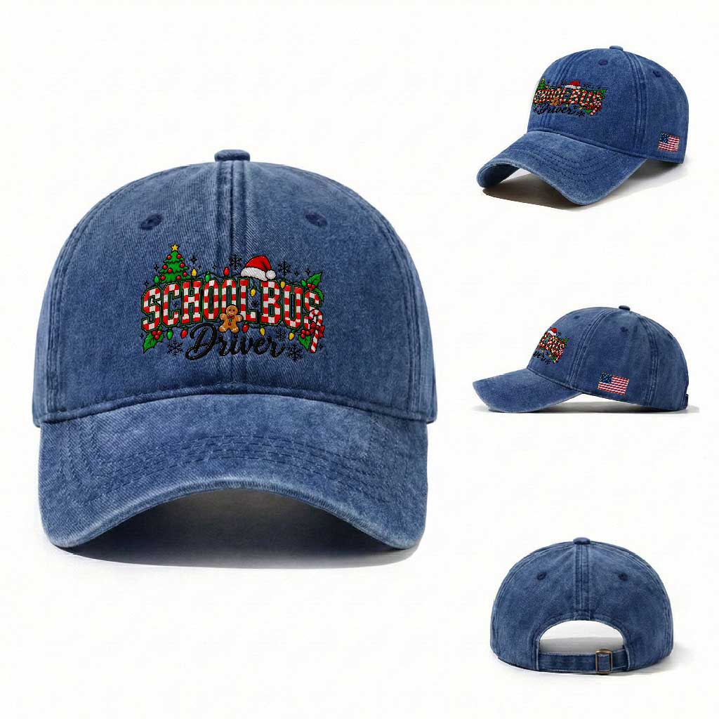 School Bus Driver Christmas Washed Cotton Baseball Cap Transportation Appreciation Gift TS12