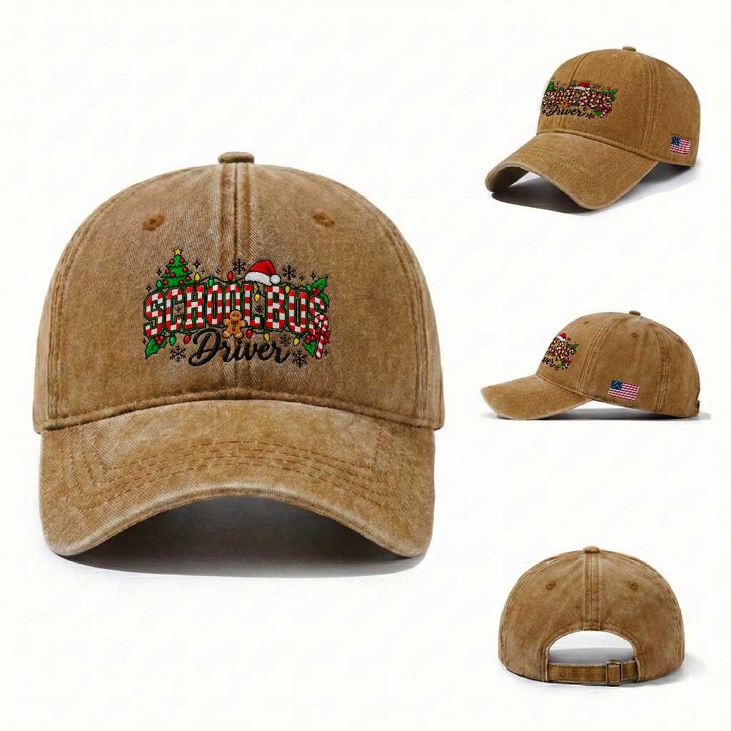 School Bus Driver Christmas Washed Cotton Baseball Cap Transportation Appreciation Gift TS12