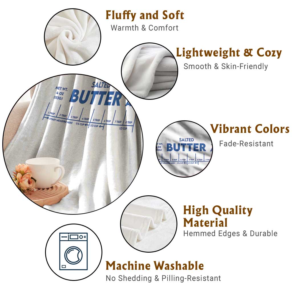Smooth Salted Butter Funny Baker Halloween Simple Costume Throw Blanket TS11