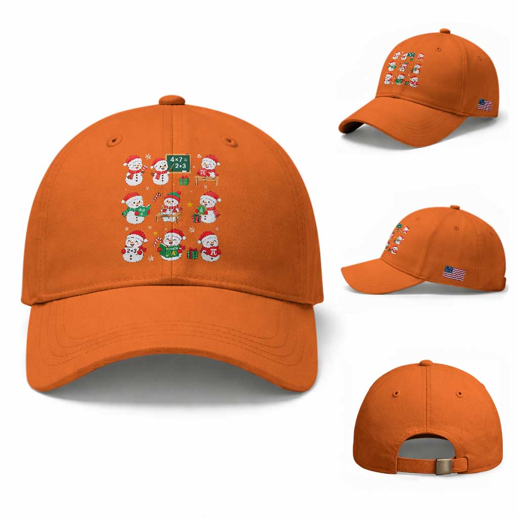 Snowman Christmas Math Teacher Baseball Cap Funny Educator Xmas Gift TS12