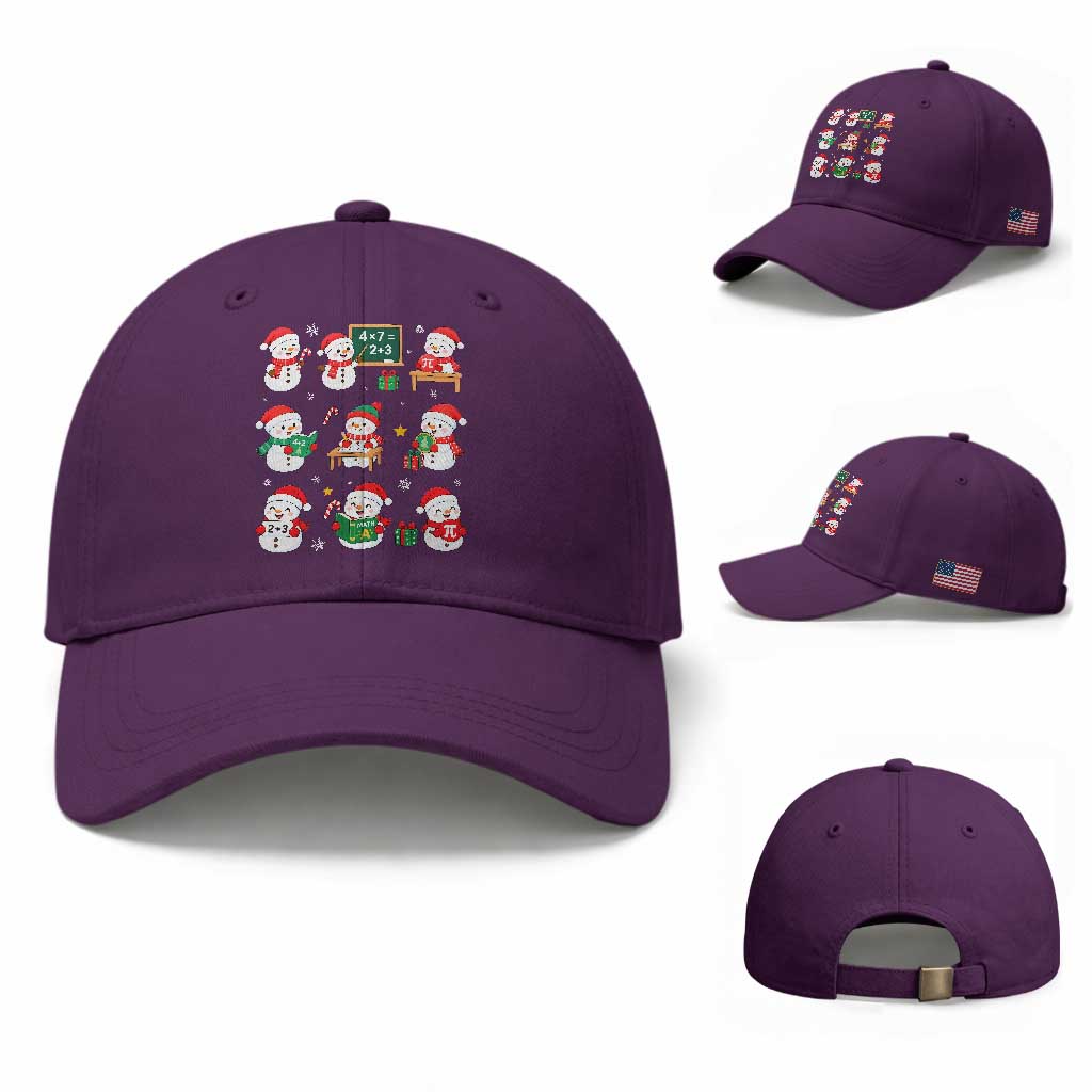 Snowman Christmas Math Teacher Baseball Cap Funny Educator Xmas Gift TS12