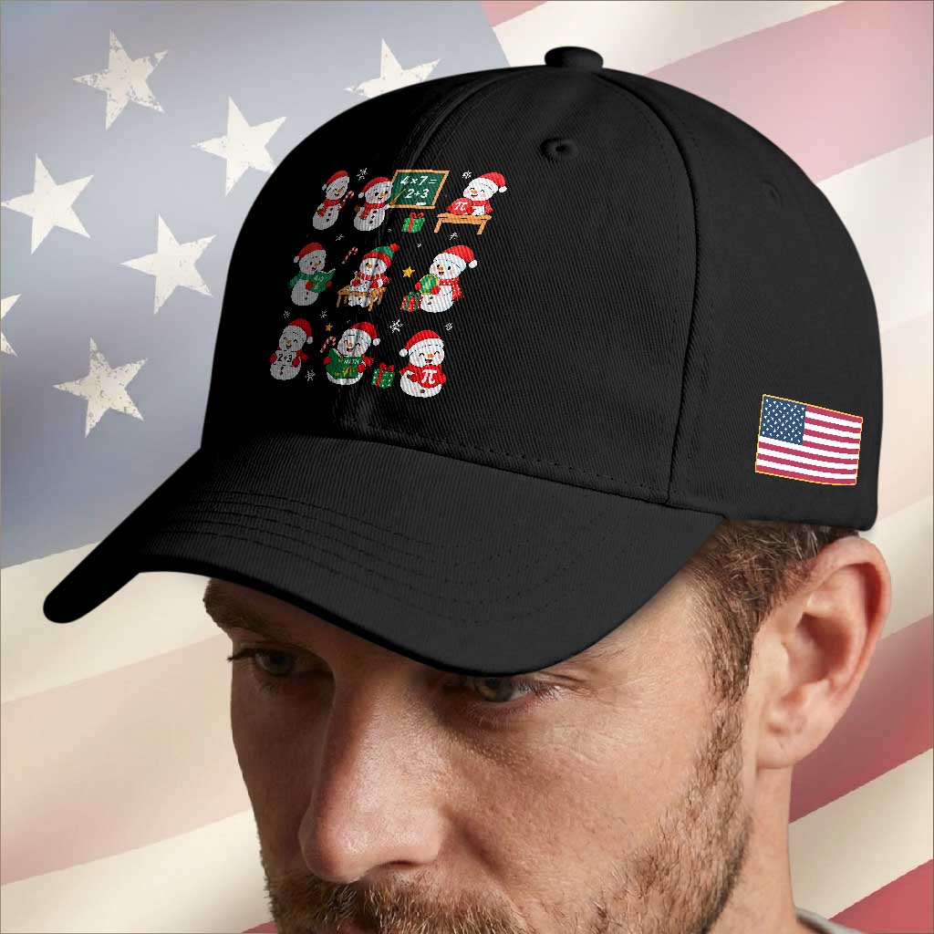 Snowman Christmas Math Teacher Baseball Cap Funny Educator Xmas Gift TS12