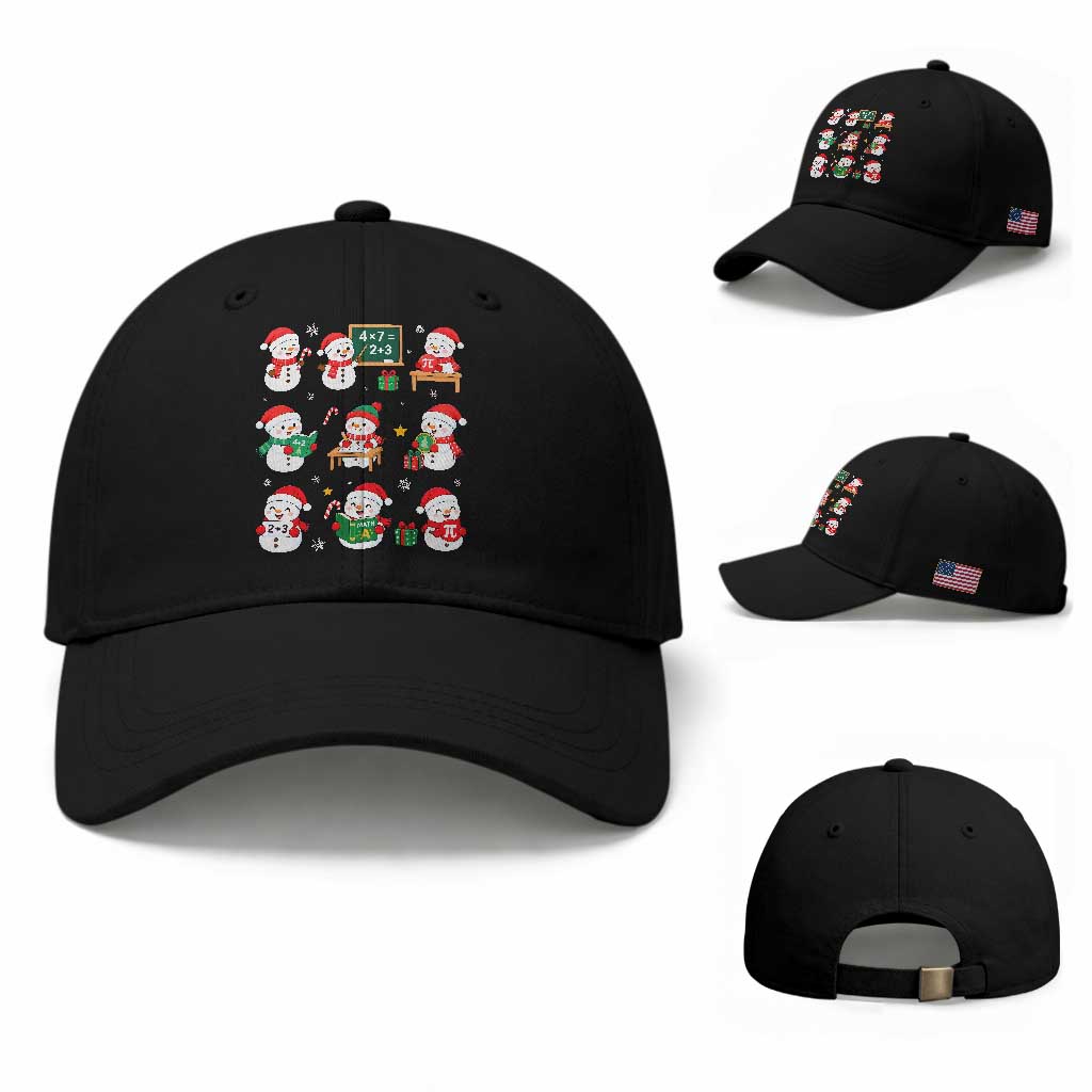 Snowman Christmas Math Teacher Baseball Cap Funny Educator Xmas Gift TS12