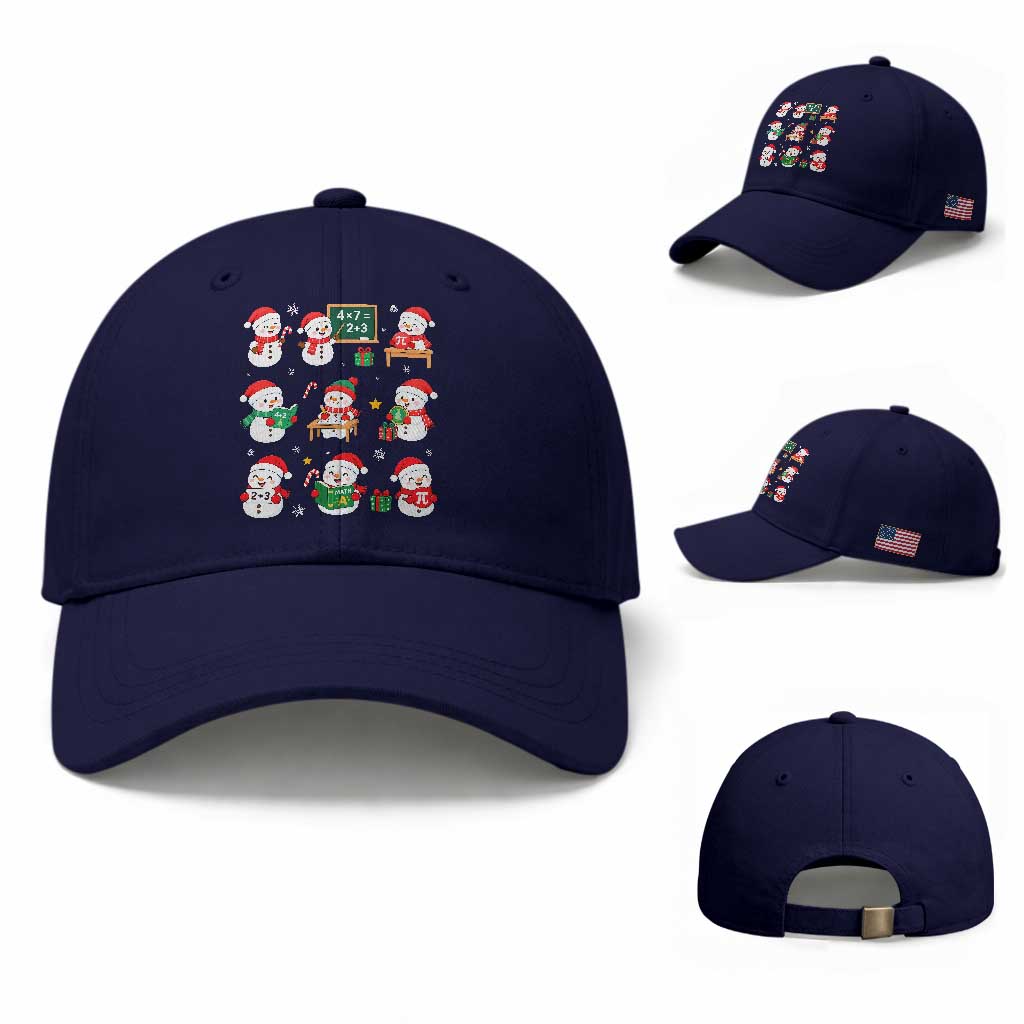 Snowman Christmas Math Teacher Baseball Cap Funny Educator Xmas Gift TS12