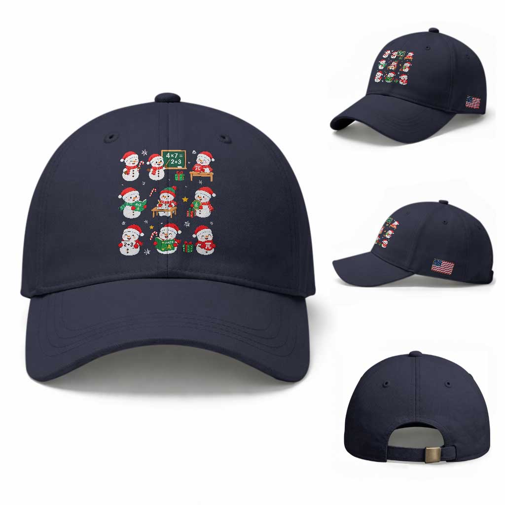 Snowman Christmas Math Teacher Baseball Cap Funny Educator Xmas Gift TS12