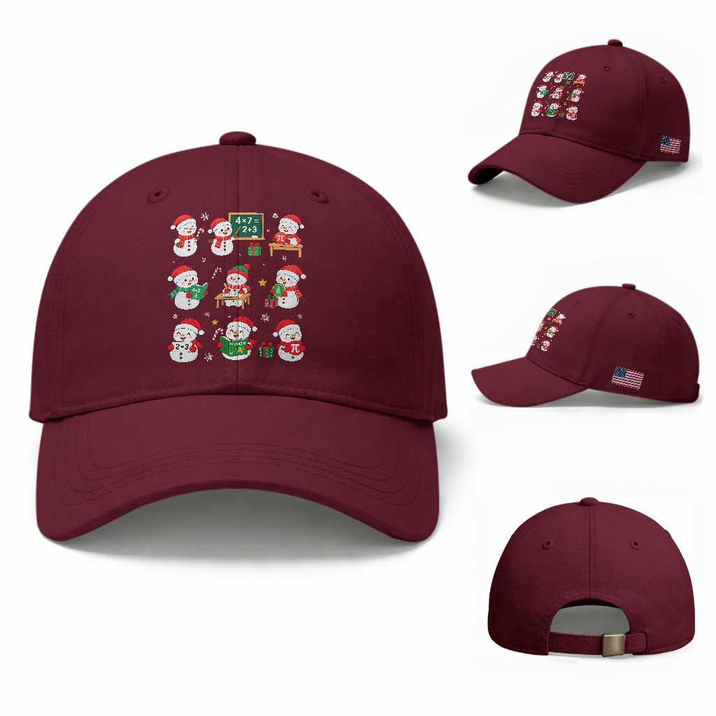 Snowman Christmas Math Teacher Baseball Cap Funny Educator Xmas Gift TS12