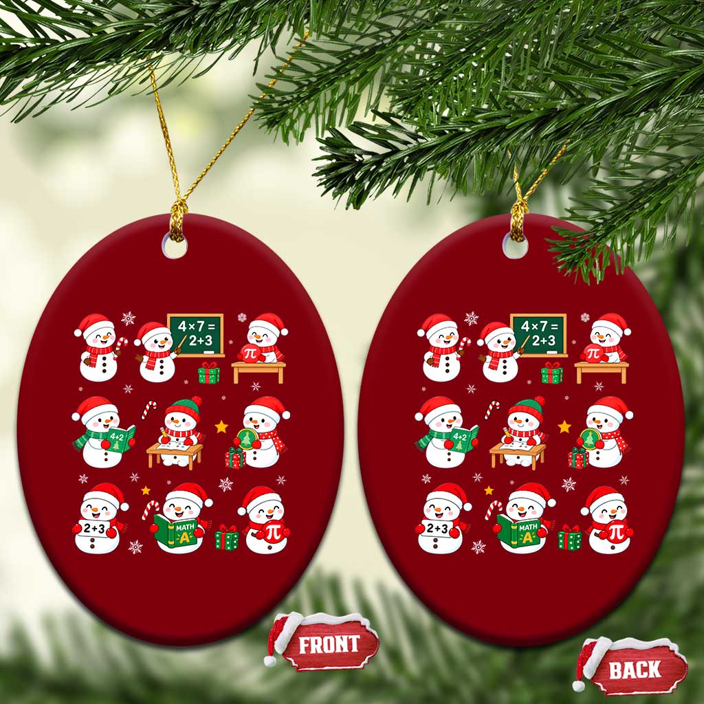 Snowman Christmas Math Teacher Ceramic Ornament Funny Educator Xmas Gift TS12