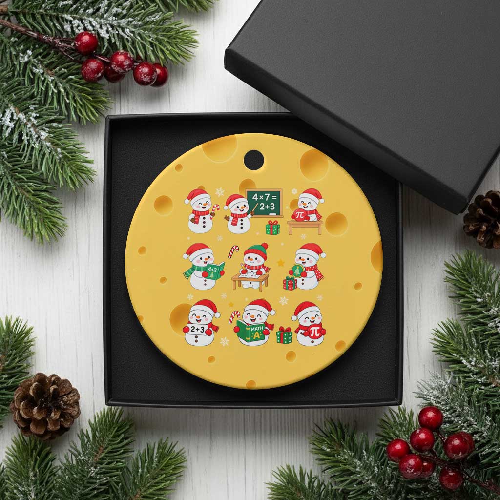 Snowman Christmas Math Teacher Ceramic Ornament Funny Educator Xmas Gift TS12