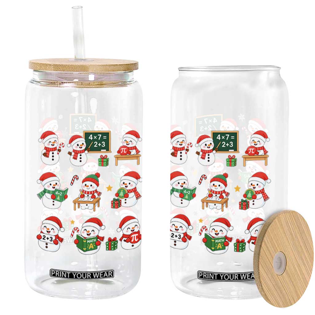 Snowman Christmas Math Teacher Glass Can Funny Educator Xmas Gift TS12