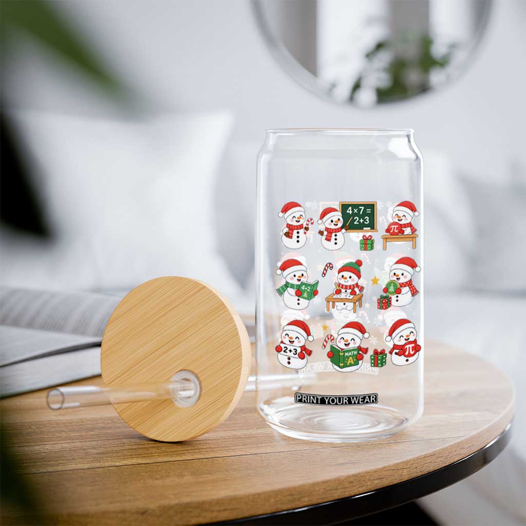 Snowman Christmas Math Teacher Glass Can Funny Educator Xmas Gift TS12