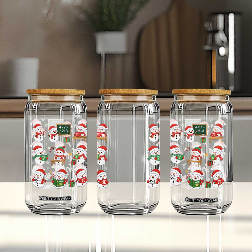 Snowman Christmas Math Teacher Glass Can Funny Educator Xmas Gift TS12
