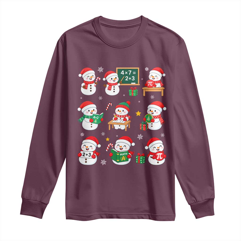 Snowman Christmas Math Teacher Long Sleeve Shirt Funny Educator Xmas Gift TS12