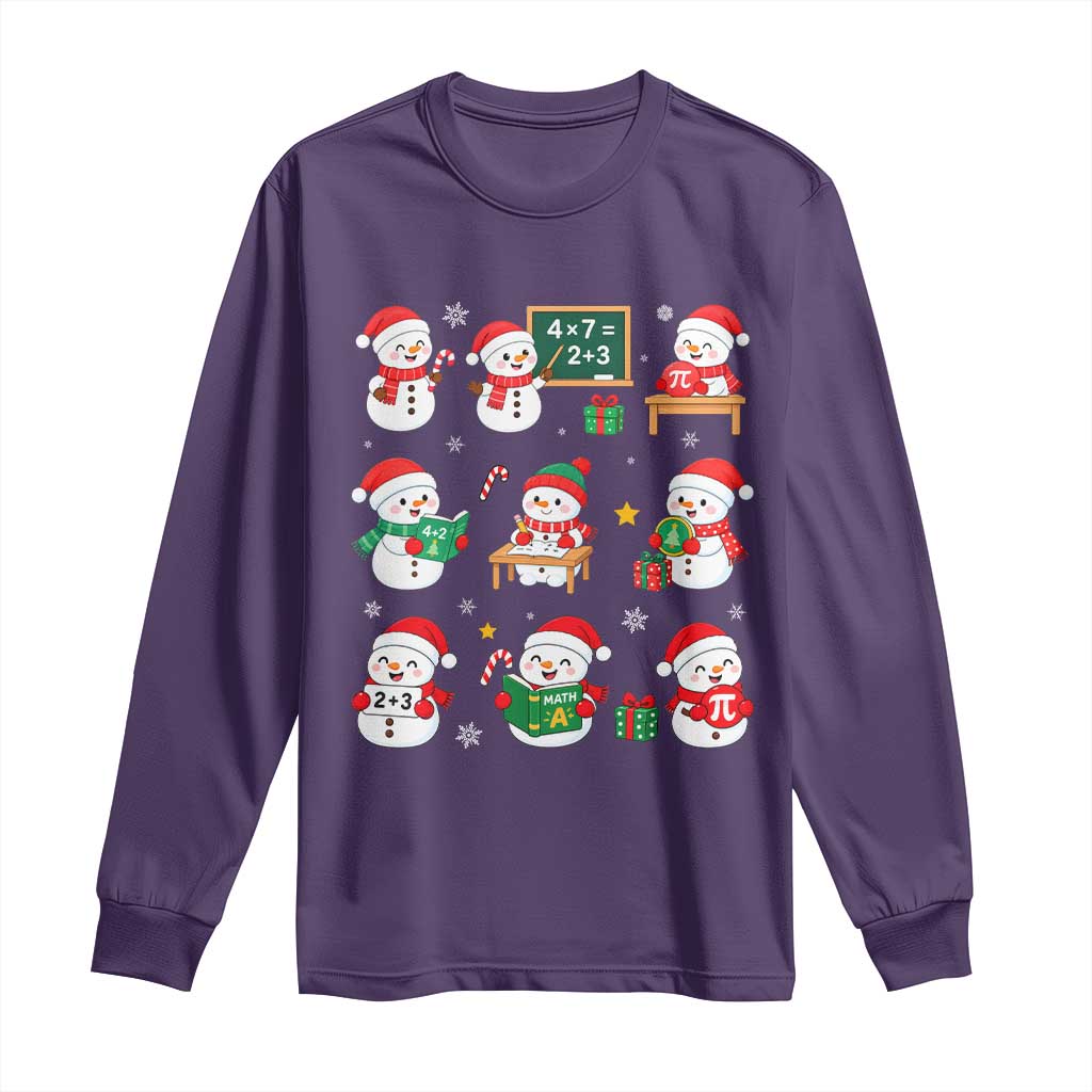Snowman Christmas Math Teacher Long Sleeve Shirt Funny Educator Xmas Gift TS12