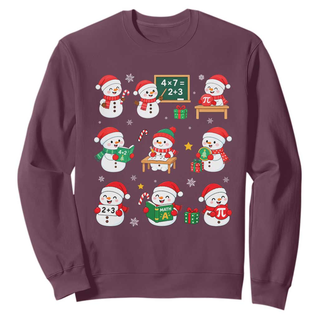 Snowman Christmas Math Teacher Sweatshirt Funny Educator Xmas Gift TS12