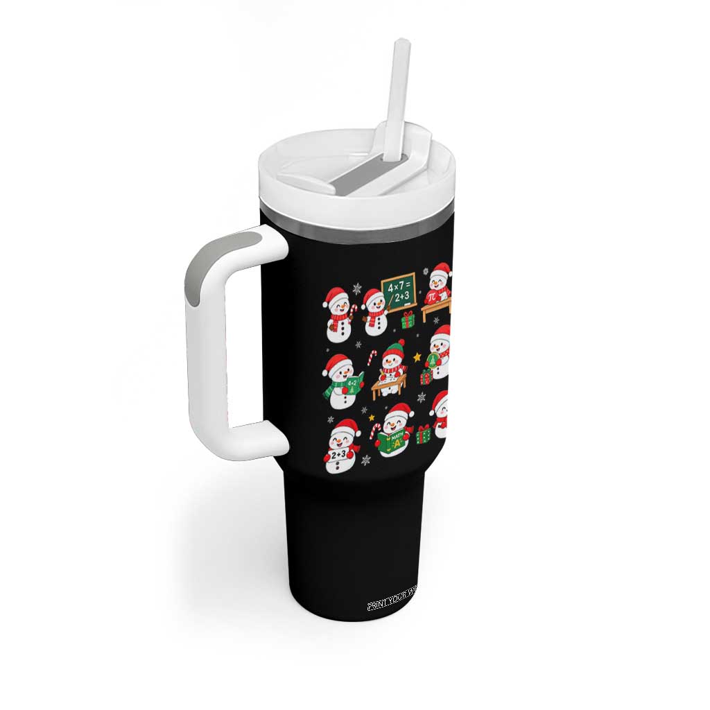 Snowman Christmas Math Teacher Tumbler With Handle Funny Educator Xmas Gift TS12