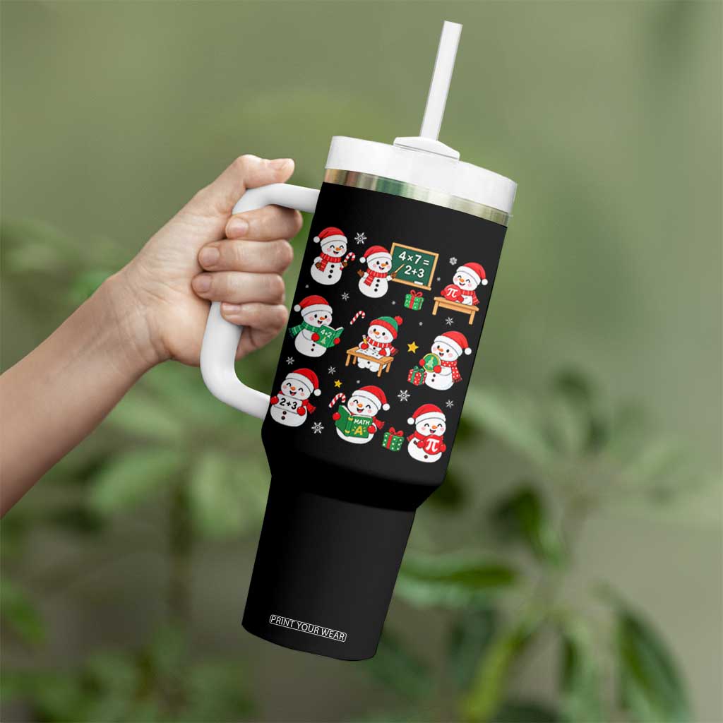 Snowman Christmas Math Teacher Tumbler With Handle Funny Educator Xmas Gift TS12