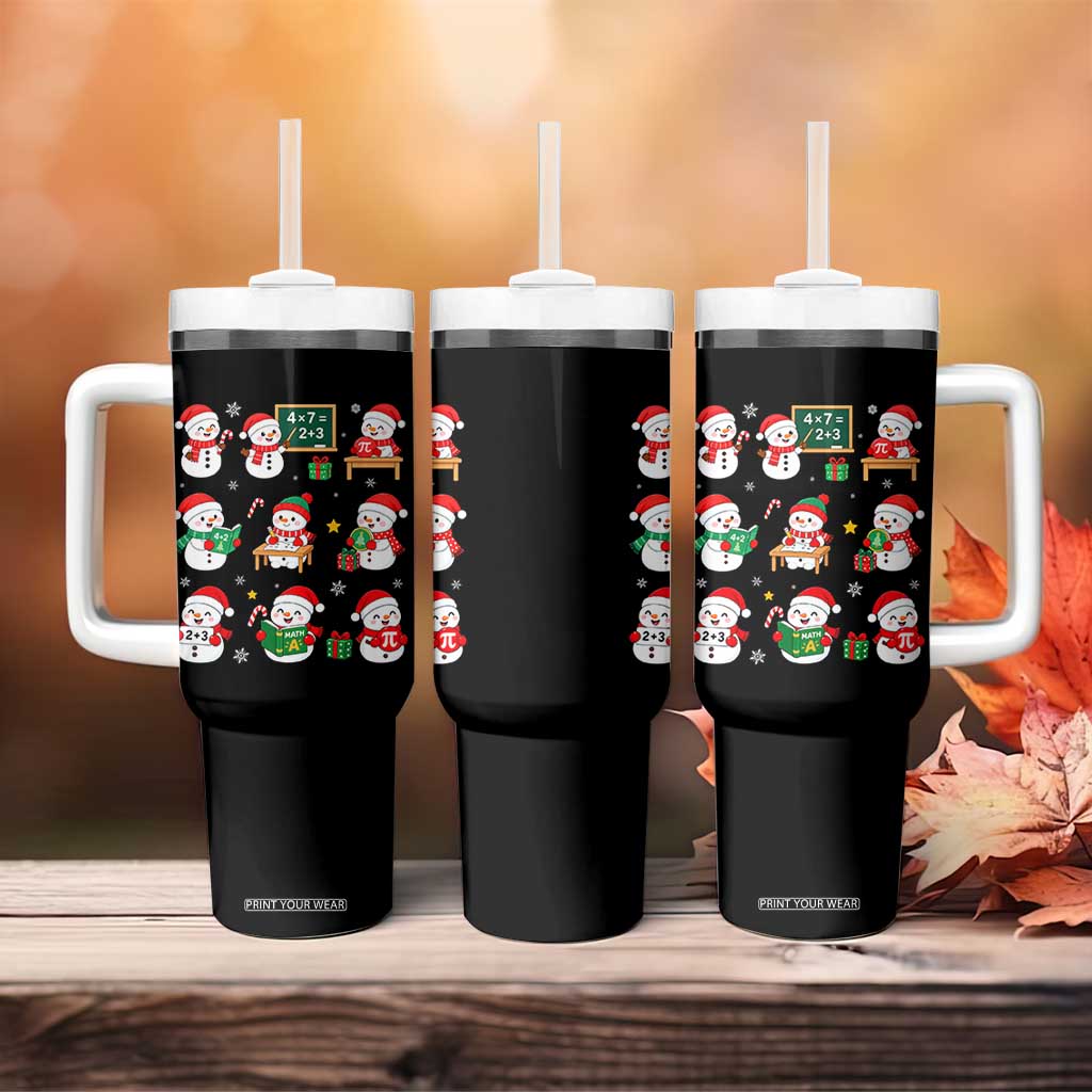 Snowman Christmas Math Teacher Tumbler With Handle Funny Educator Xmas Gift TS12