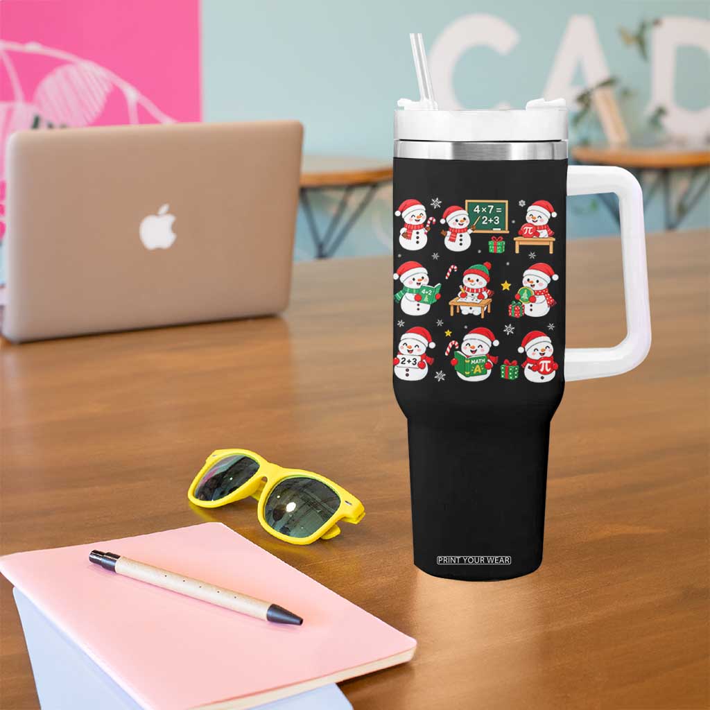 Snowman Christmas Math Teacher Tumbler With Handle Funny Educator Xmas Gift TS12