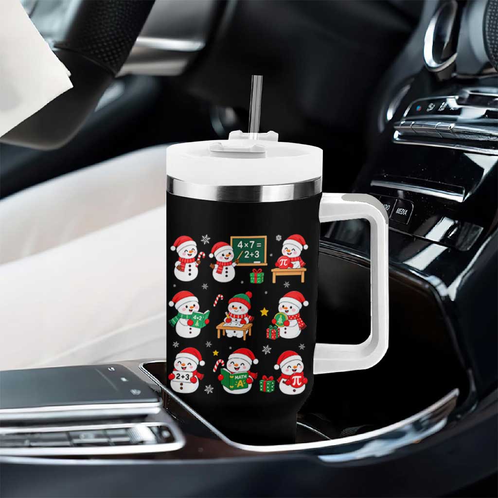 Snowman Christmas Math Teacher Tumbler With Handle Funny Educator Xmas Gift TS12