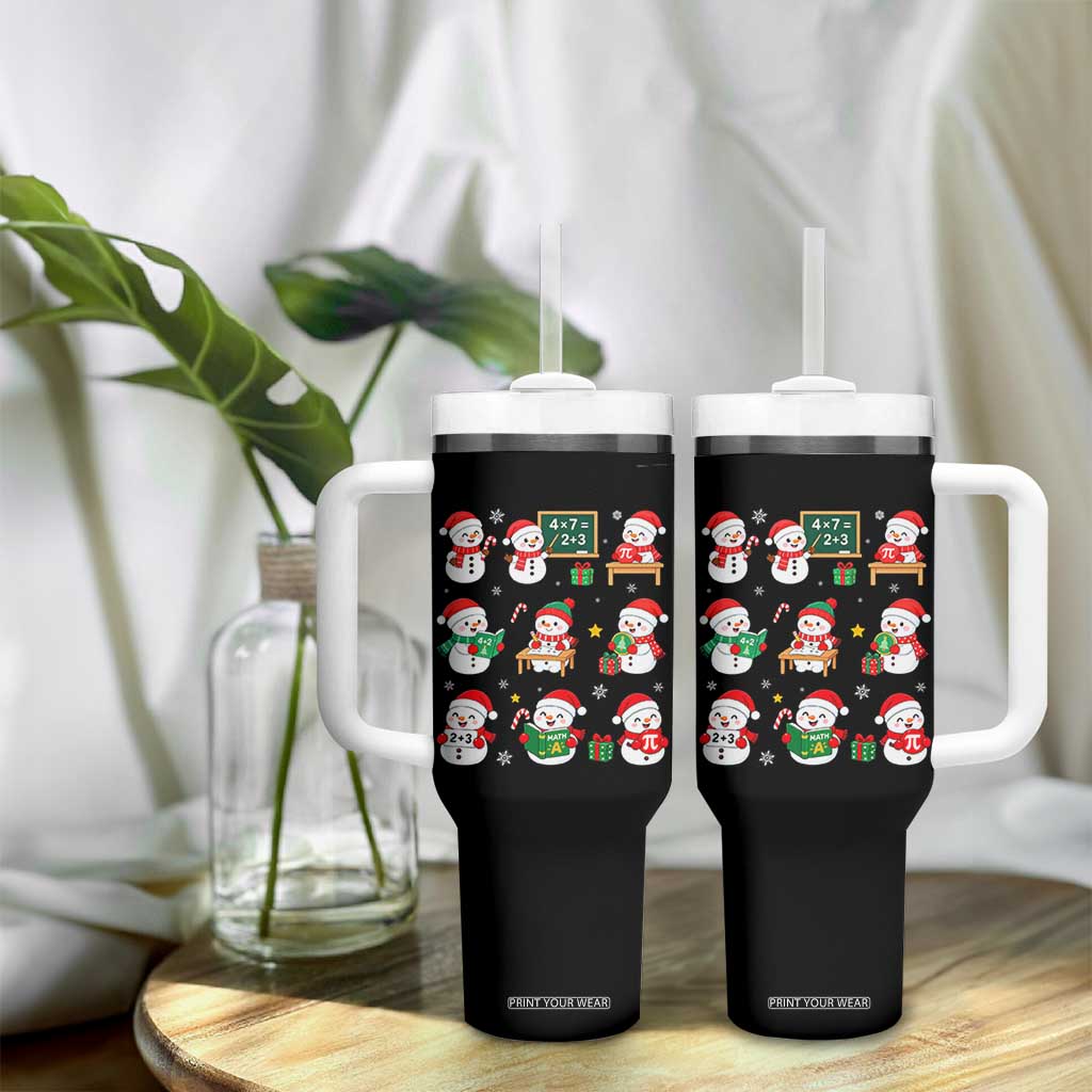 Snowman Christmas Math Teacher Tumbler With Handle Funny Educator Xmas Gift TS12
